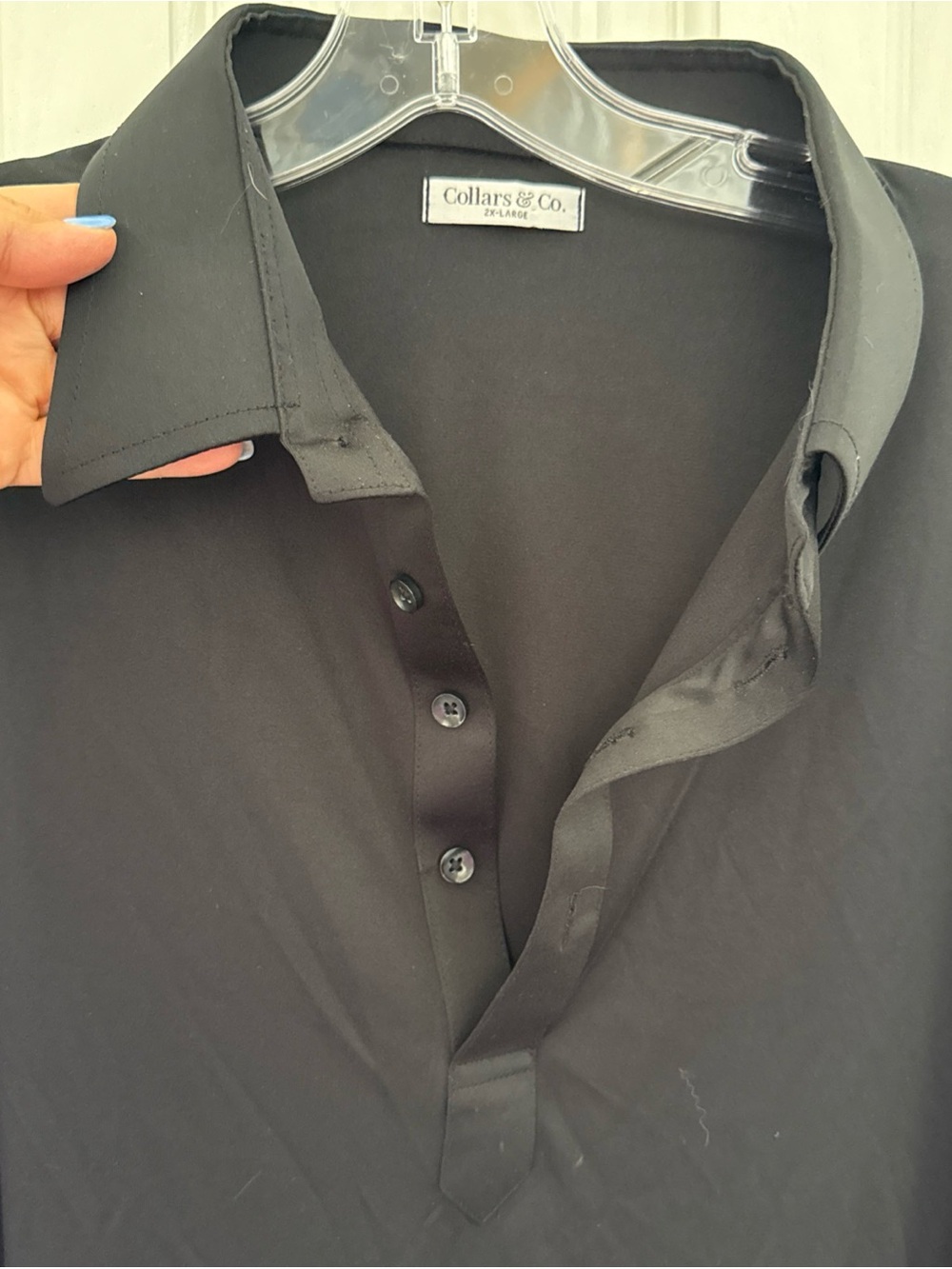 Collars & Co. Men’s Black Polo Shirt with Button Placket 2XL